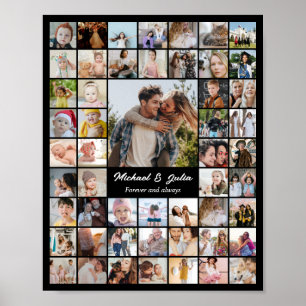 Poster Colagem de Fotos 52 Imagens 8x10 16x20 24x30 Preto