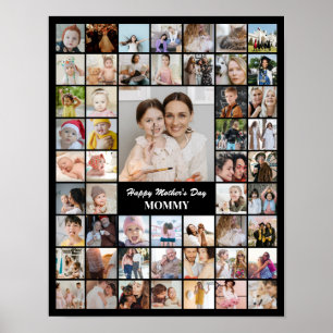 Poster Colagem de Fotos 52 Imagens Grade 11x14 Preto Pers