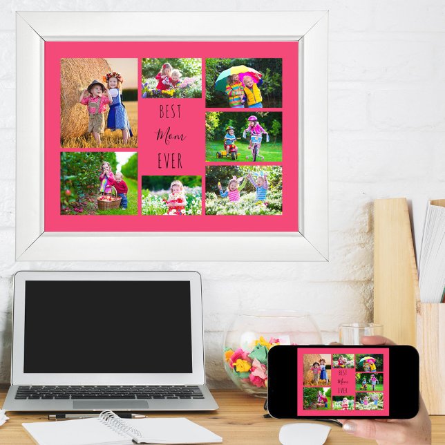 Poster Colagem de Fotos 7 Fotos Melhor Mãe Já Rosa (Criador carregado)