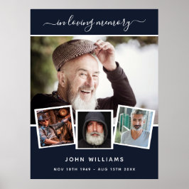 Poster Colagem de fotos azuis memorial bem-vindo funeral