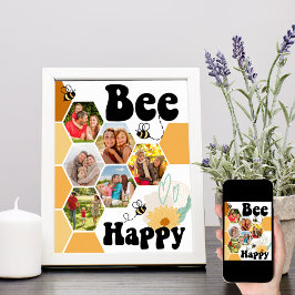 Poster Colagem de Fotos Bee Happy Honeycomb 6