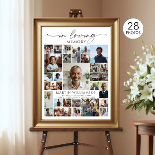 Poster Colagem de Fotos Celebração de Vida Funeral Bem-vi