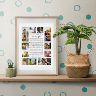 Poster Colagem de fotos com 40 razões pelas quais nós te