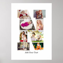 Poster Colagem de Fotos com Letra N em Preto e Branco