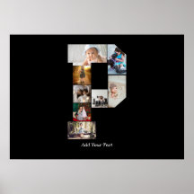 Colagem de Fotos com Letra P em Preto e Branco