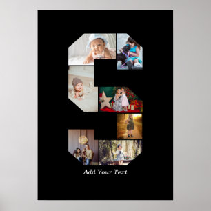 Poster Colagem de Fotos com Letra S em Preto e Branco