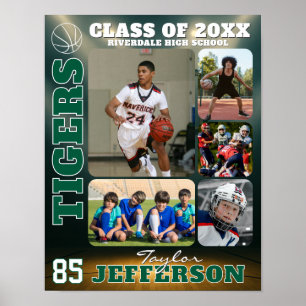 Poster Colagem de Fotos com Nome Personalizado de Jogador