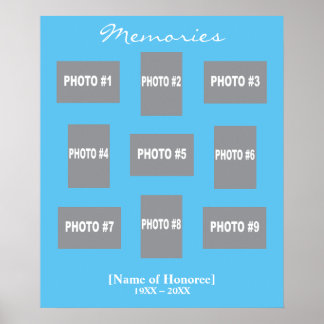 Pôster Colagem de fotos comemorativas com fundo colorido
