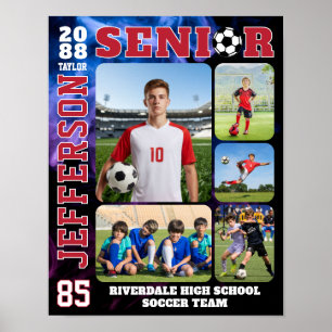 Poster Colagem de Fotos da Equipe de Futebol Senior