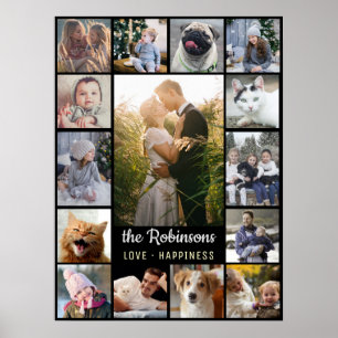 Poster Colagem de Fotos da Família 15 Imagens + Nome Pre