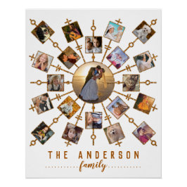 Pôster Colagem de Fotos da Família 21 Imagens Branco Dour