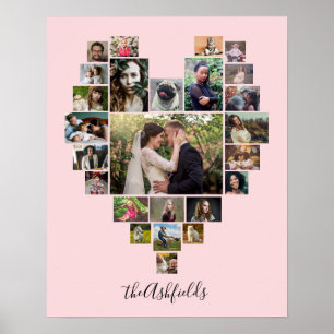 Poster Colagem de Fotos da Família Coração 25 Imagens 
