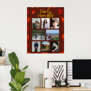 Poster Colagem de Fotos da Família de Folhas de Outono Po
