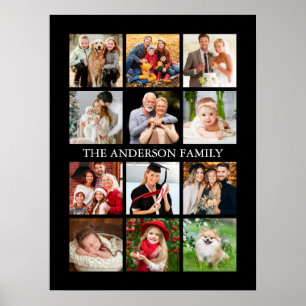 Poster Colagem de Fotos da Família - Escolha sua Cor