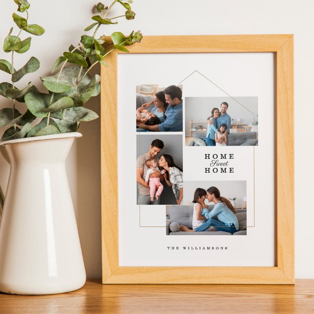 Poster Colagem de Fotos da Família Home Sweet Personaliza (Home Sweet Home Family Photo Collage Personalized Poster)