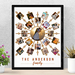 Poster Colagem de Fotos da Família Ouro Branco + Nome 21