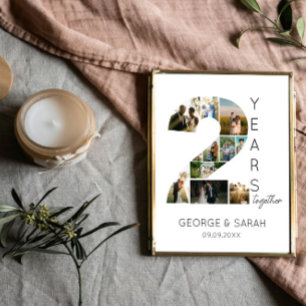 Poster Colagem de Fotos de 2 Anos Juntos Aniversário de C