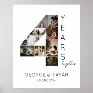 Poster Colagem de Fotos de 4 Anos Juntos Aniversário de C