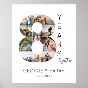 Poster Colagem de Fotos de 8 Anos Juntos Aniversário de C