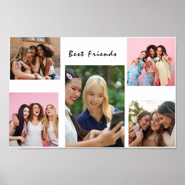 Poster Colagem de Fotos de Amigos Moderna Simples (Frente)