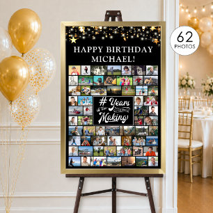 Poster Colagem de Fotos de Aniversário 62 # Anos em Const