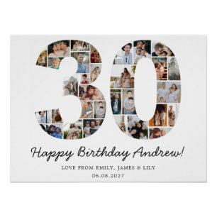 Pôster Colagem de Fotos de Aniversário de 30 anos Prese