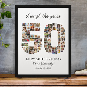 Poster Colagem de Fotos de Aniversário de 50 anos Felizes