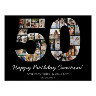 Pôster Colagem de Fotos de Aniversário de 50 anos   Prese