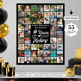 Poster Colagem de Fotos de Aniversário de 55 anos Feita a