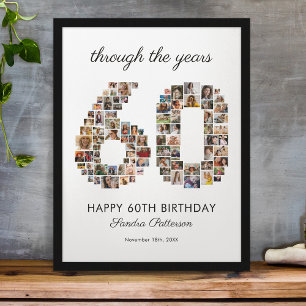 Poster Colagem de Fotos de Aniversário de 60 anos Felizes