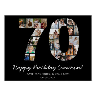 Pôster Colagem de Fotos de Aniversário de 70 anos Prese