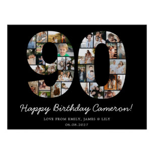 Pôster Colagem de Fotos de Aniversário de 90 anos Prese