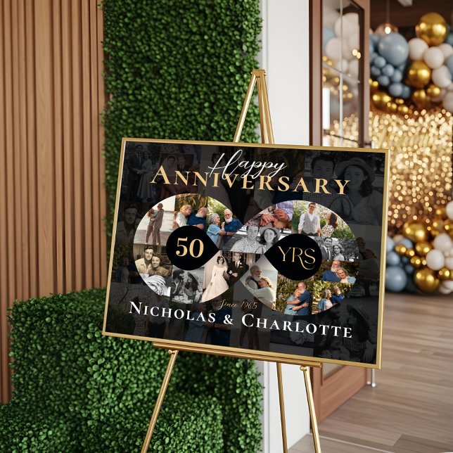 Poster Colagem de Fotos de Aniversário de Casamento Infin (50th Wedding Anniversary Infinity Photo Collage Poster)