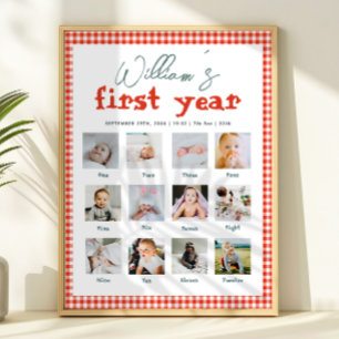 Poster Colagem de Fotos de Aniversário de Um Ano de Fazen