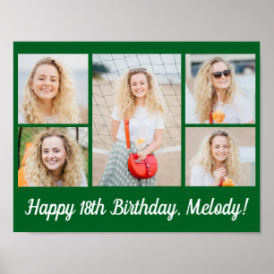 Poster Colagem de Fotos de Aniversário Personalizada em V