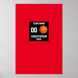 Poster Colagem de Fotos de Basquete 10 Nome da equipe Red