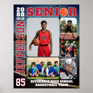 Poster Colagem de Fotos de Basquete da Noite dos Veterano