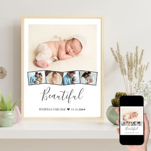 Poster Colagem de Fotos de Bebê Faixa de Imagem Zigzag Pe