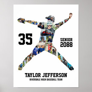 Poster Colagem de Fotos de Beisebol do Arremessador Sênio