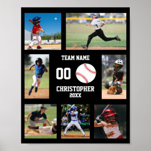 Poster Colagem de Fotos de Beisebol Infantil Esportivo