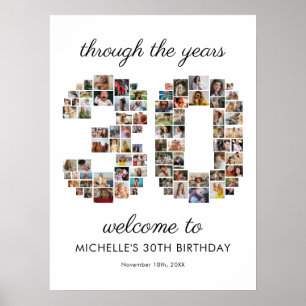 Poster Colagem de Fotos de Boas-Vindas de 30º Aniversário