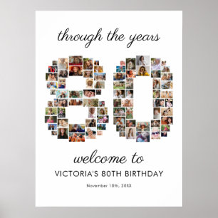 Poster Colagem de Fotos de Boas-Vindas de 80º Aniversário