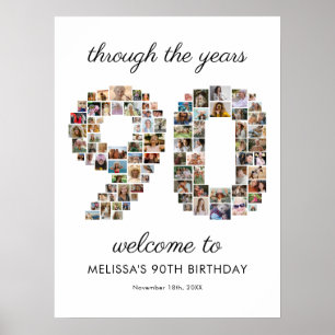 Poster Colagem de Fotos de Boas-Vindas de 90º Aniversário