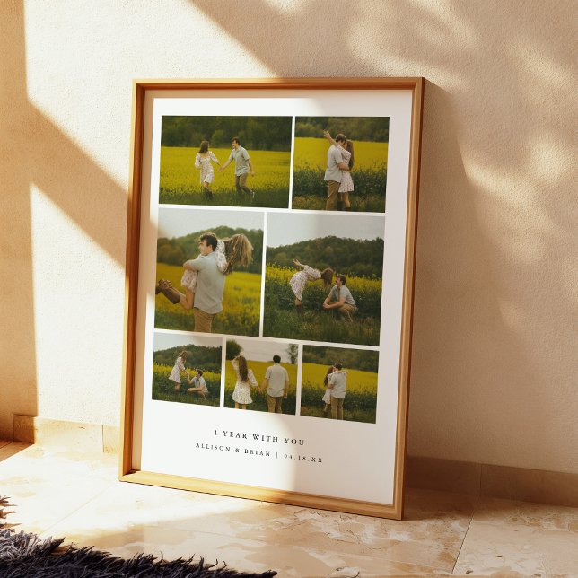 Poster Colagem de Fotos de Casal Moderno de 1º Aniversári (Criador carregado)