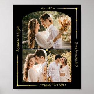 Poster Colagem de Fotos de Costume de Casamento Corações