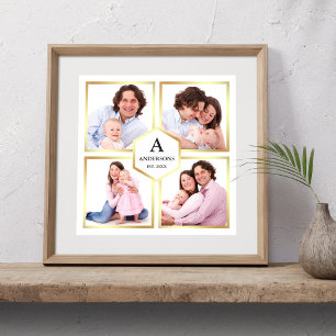 Poster Colagem de Fotos de Família com 4 Imagens em Branc