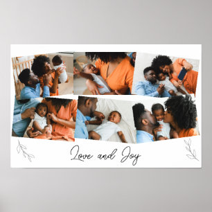 Poster Colagem de Fotos de Família com Letreiro de Amor e