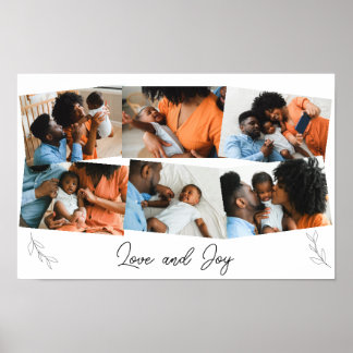 Poster Colagem de Fotos de Família com Letreiro de Amor e