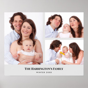 Poster Colagem de Fotos de Família em 3 Seções Personaliz