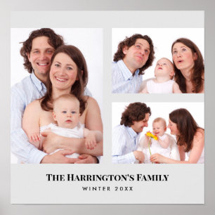 Poster Colagem de Fotos de Família em 3 Seções Personaliz